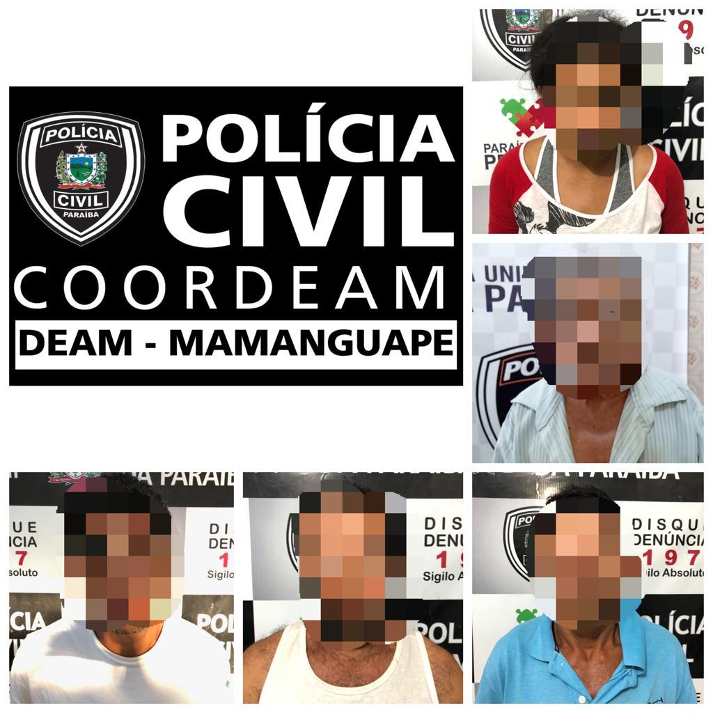 Polícia Civil prende 5 pessoas denunciadas em casos de violência doméstica, contra criança e violência sexual na região de Mamanguape