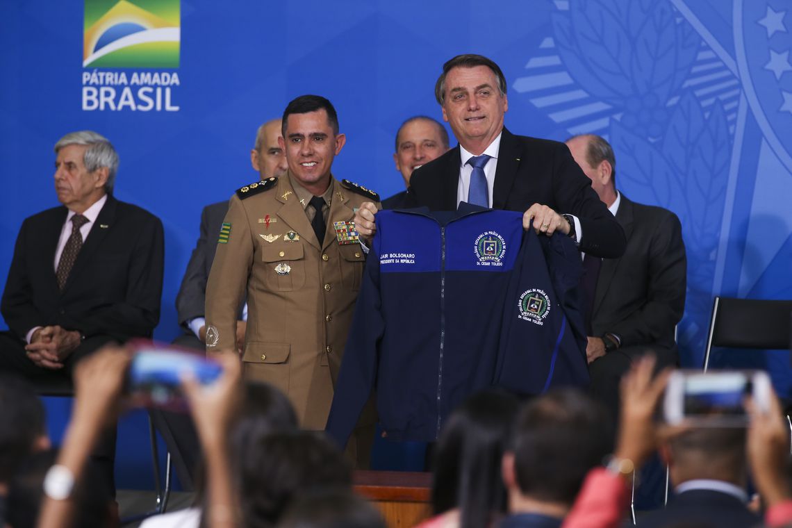 O Presidente Jair Bolsonaro durante o Lançamento do Programa Nacional das Escolas Cívico-Militares – PECIM.