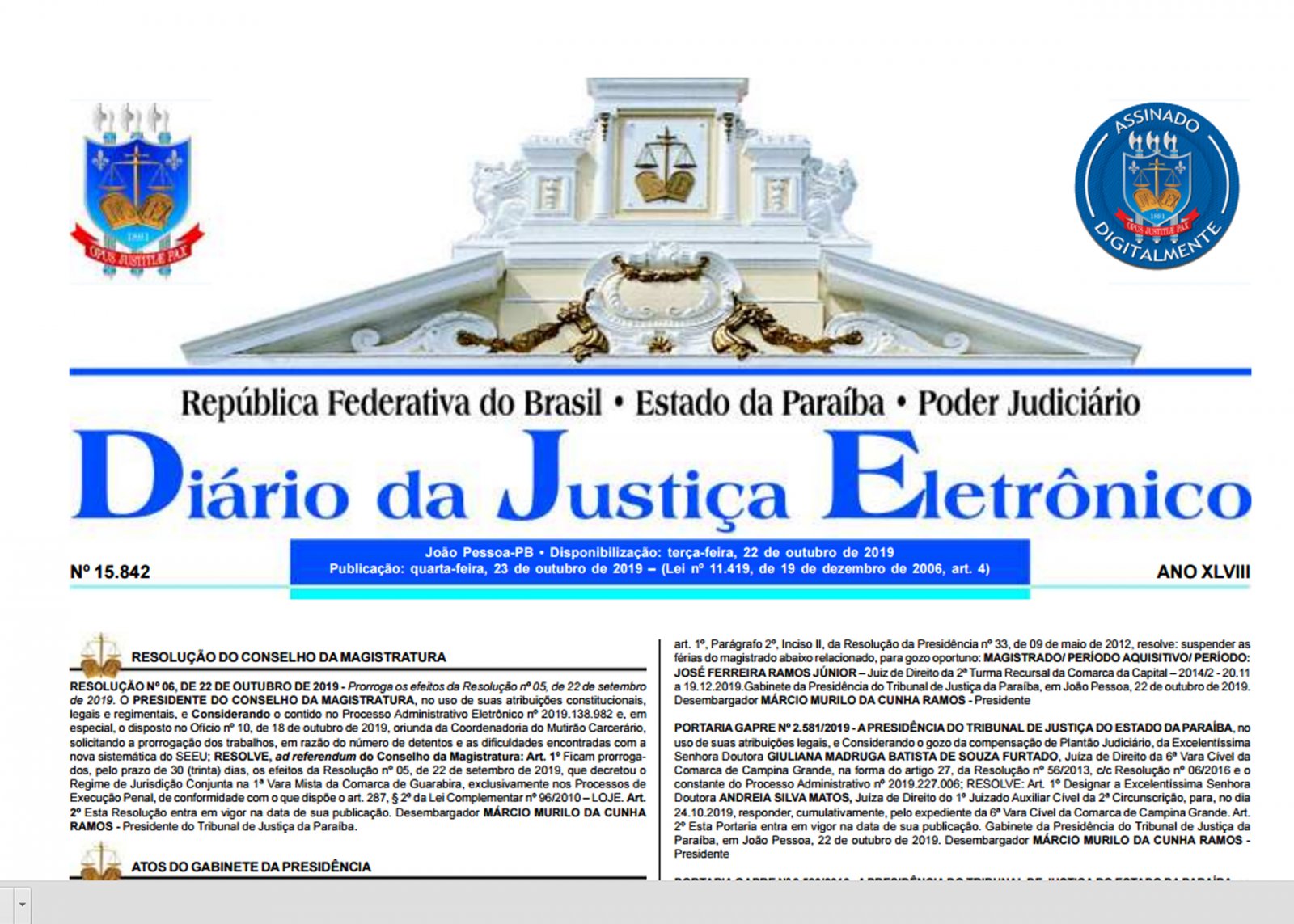 DJe desta quarta-feira divulga candidatos aptos à prova oral do concurso para cartórios extrajudiciais