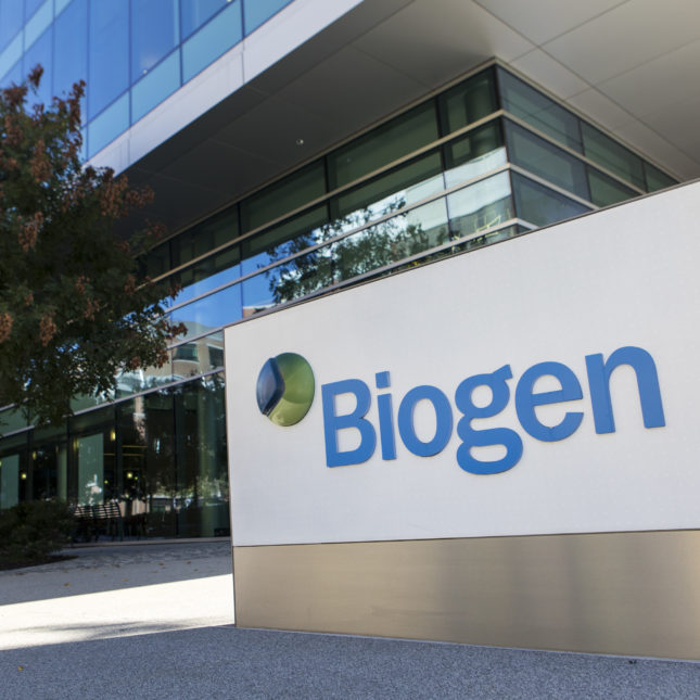 Biogen biotechnology headquarters seen in Cambridge, Massachusetts, on Oct. 5, 2018. (Ruby Wallau for STAT)