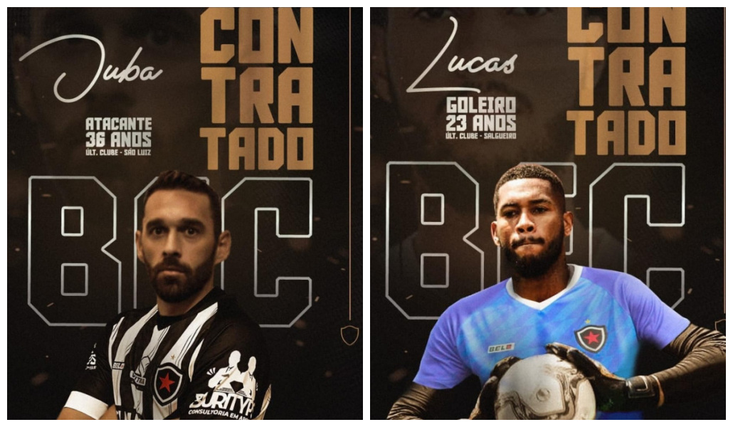 Botafogo-PB oficializa contratações do atacante Juba e do goleiro Lucas como reforços para a série C