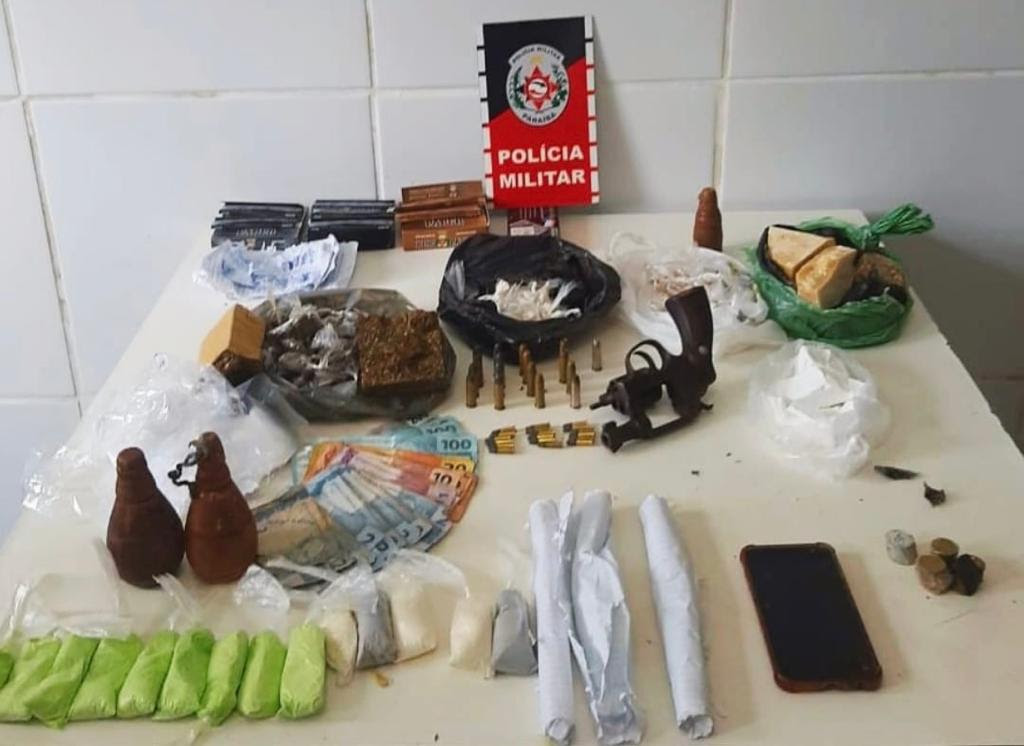 Polícia Militar prende no município de Tacima suspeito com arma, drogas e material explosivo